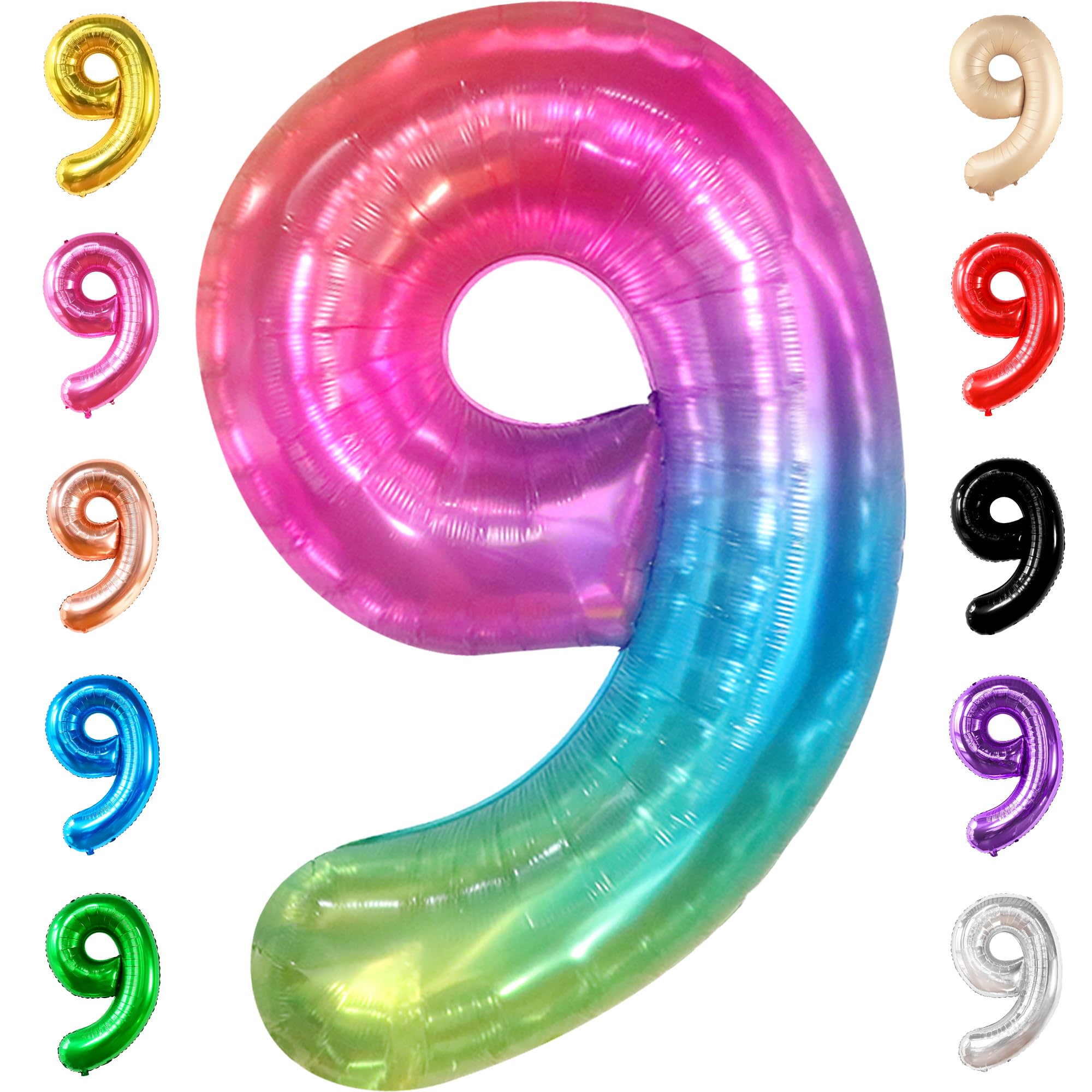 Amazon | ジャイアントレインボーゼリーホイル数字9バルーン Lサイズ